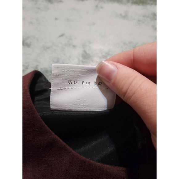 AKRIS Punto Garnet Black Viscose Cap Sleeve Color Block Jersey Sheath Dress sz 1 - Picture 3 of 5